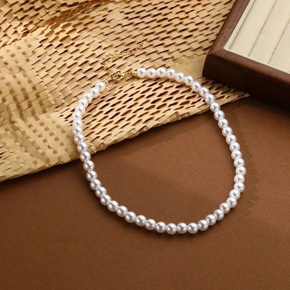 Elegant Lady Round Artificial Pearl Imitation Pearl Metal Choker