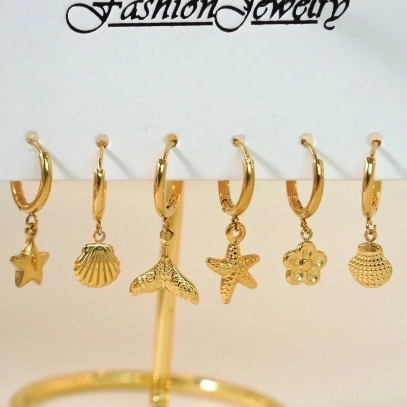 6 Pieces Minimalist Classic Style Heart Shape Plating Inlay 304 Stainless Steel Rhinestones Drop Earrings