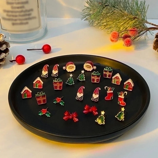 1 Set Minimalist Christmas Tree Santa Claus Christmas Socks Plating Alloy Drop Earrings Ear Studs