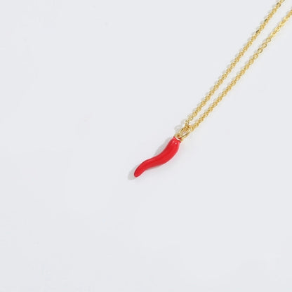 Copper Cable Chain 14K Gold Plated Enamel Ice Cream Lollipop Chili Necklace