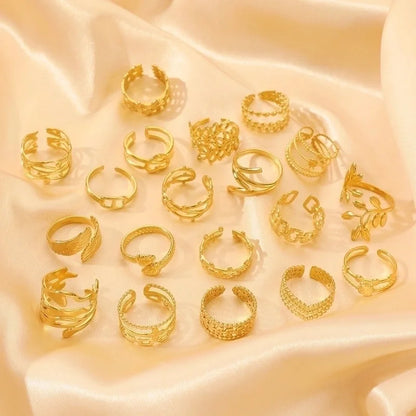 Minimalist Classic Style Geometric 304 Stainless Steel 18K Gold Plated Open Rings