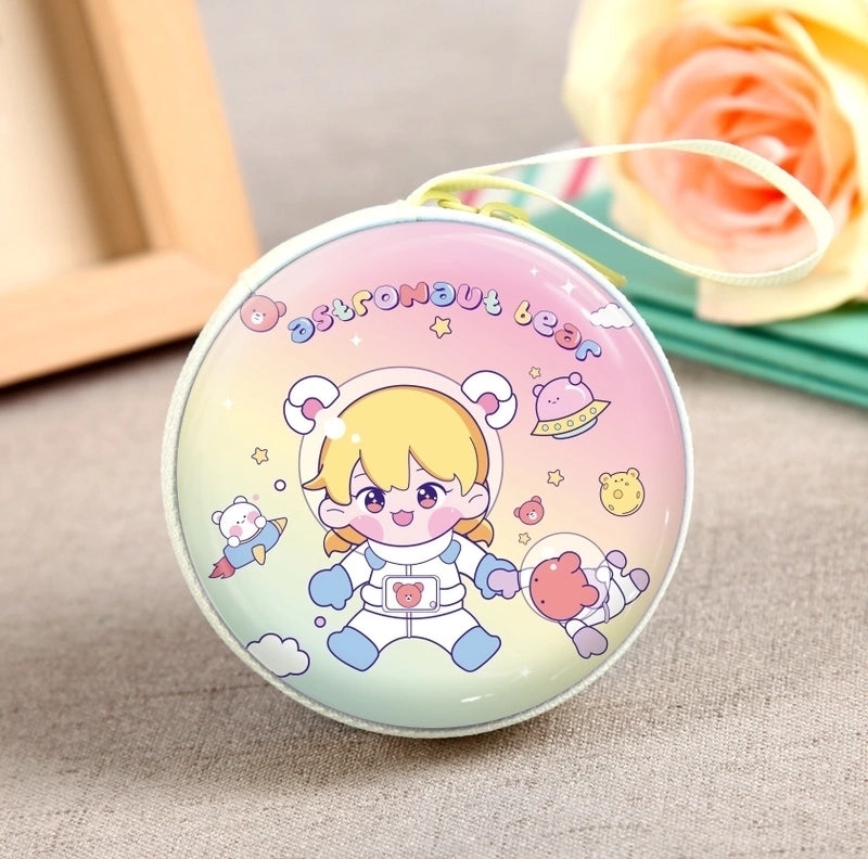 3 Pieces Women'S Cartoon Tinplate Zipper Coin Purses