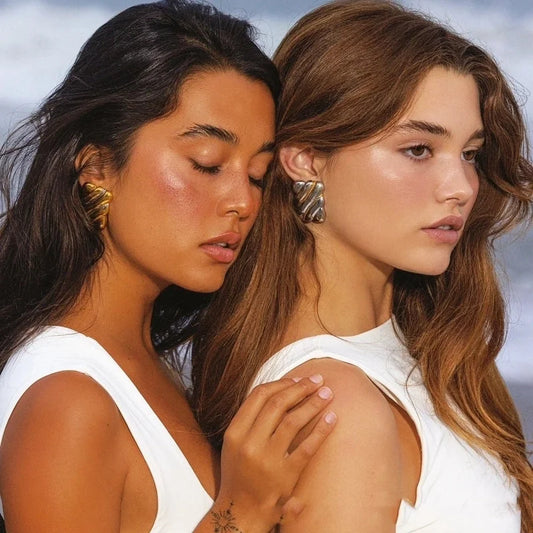 Vintage Style Exaggerated Classic Style Color Block Rectangle Mixed Metal 304 Stainless Steel 18K Gold Plated Ear Studs