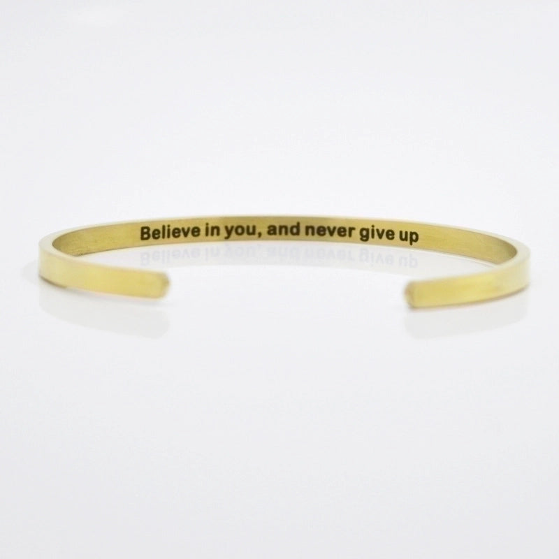 Minimalist Letter Stainless Steel Bangle