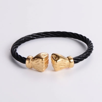 304 Stainless Steel 18k Gold Plated Hip-hop Inlay Geometric Acrylic Pearl Bangle