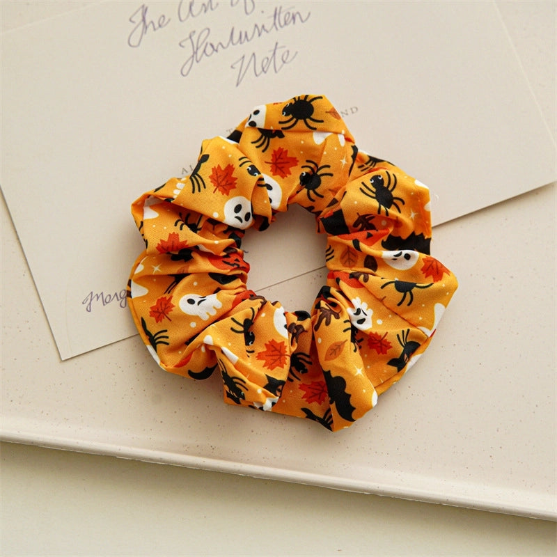 Halloween Funny Women's Skull Satin Handmade Hair Tie