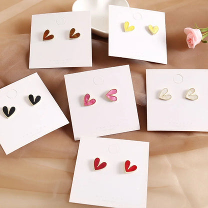 2 Pieces Women Heart Alloy Electroplating Stud Earrings