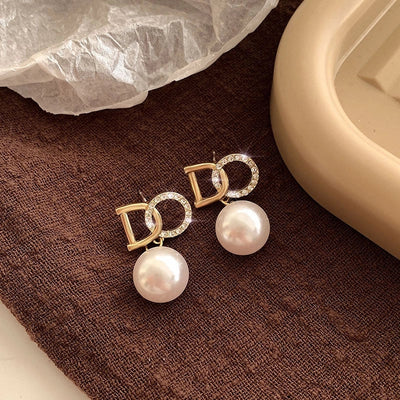 1 Pair Minimalist Round Inlay Alloy Zircon Ear Studs