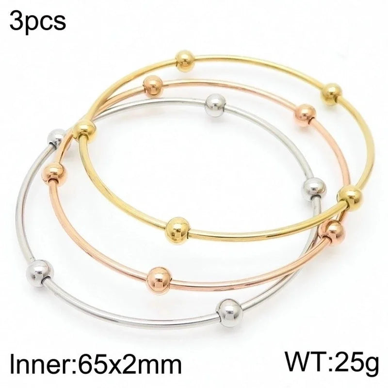 Minimalist Streetwear Solid Color Stainless Steel 18K Gold Plated Bangle In Bulk