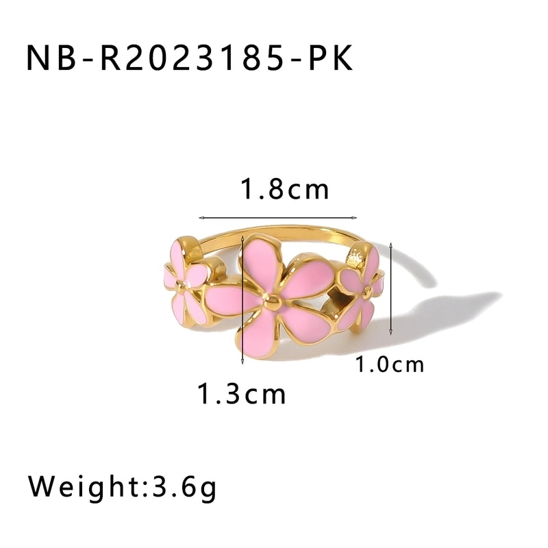 IG Style Minimalist Classic Style Flower 304 Stainless Steel 18K Gold Plated Rings