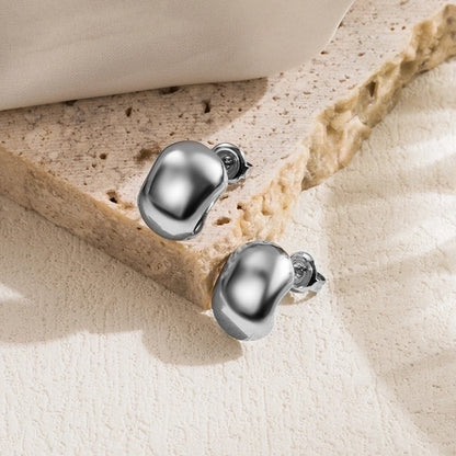 1 Pair Casual Minimalist Commute Round Solid Color Plating 304 Stainless Steel 18K Gold Plated Ear Studs