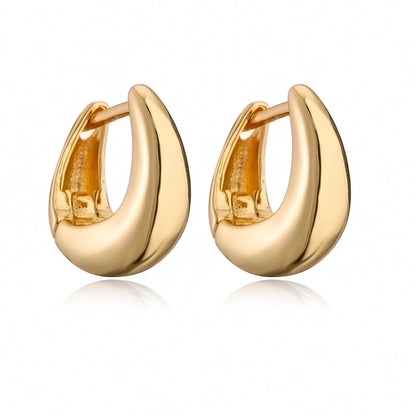 1 Pair Minimalist Commute Solid Color Copper Asymmetrical Plating 18k Gold Plated Hoop Earrings