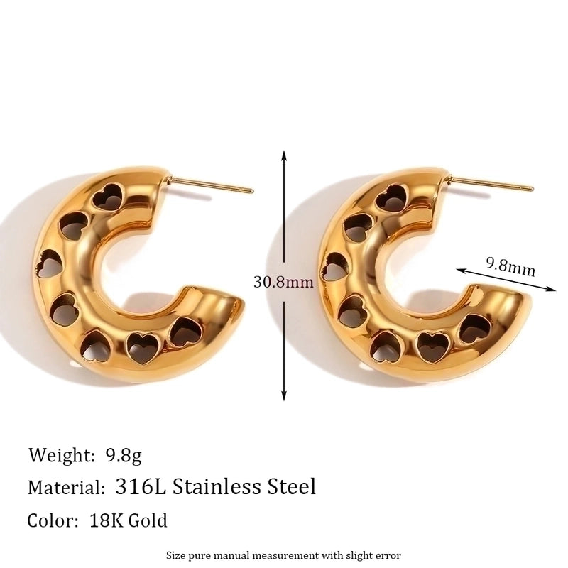 1 Pair Vintage Style Minimalist Classic Style C Shape Plating Inlay 304 Stainless Steel Zircon 18K Gold Plated Ear Studs