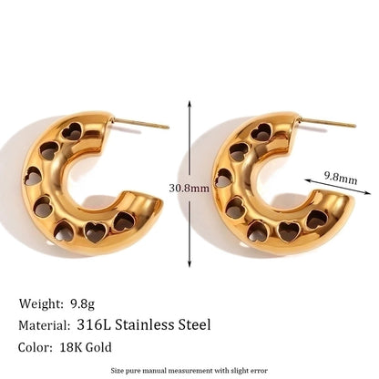 1 Pair Vintage Style Minimalist Classic Style C Shape Plating Inlay 304 Stainless Steel Zircon 18K Gold Plated Ear Studs