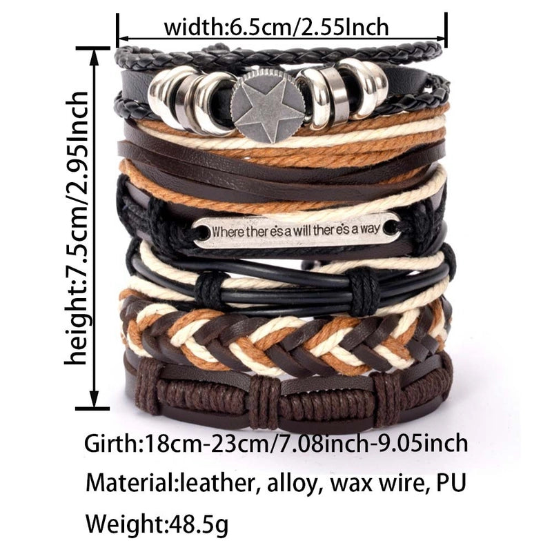 Casual Retro Star Solid Color Skull Pu Leather Layered Braid Halloween Unisex Bracelets