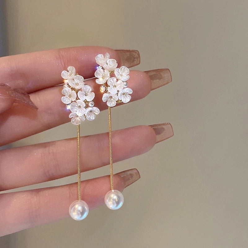 1 Pair IG Style Minimalist U Shape Geometric Flower Inlay Imitation Pearl Artificial Pearls Rhinestones Drop Earrings Ear Studs