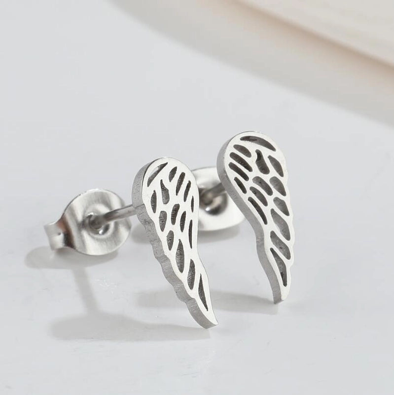 1 Pair Fashion Wings Plating 304 Stainless Steel 18K Gold Plated Ear Studs