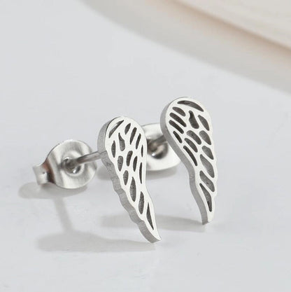 1 Pair Fashion Wings Plating 304 Stainless Steel 18K Gold Plated Ear Studs