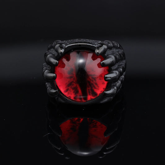 Retro Punk Square Eye 304 Stainless Steel Polishing Inlay Beads Halloween Men'S Rings