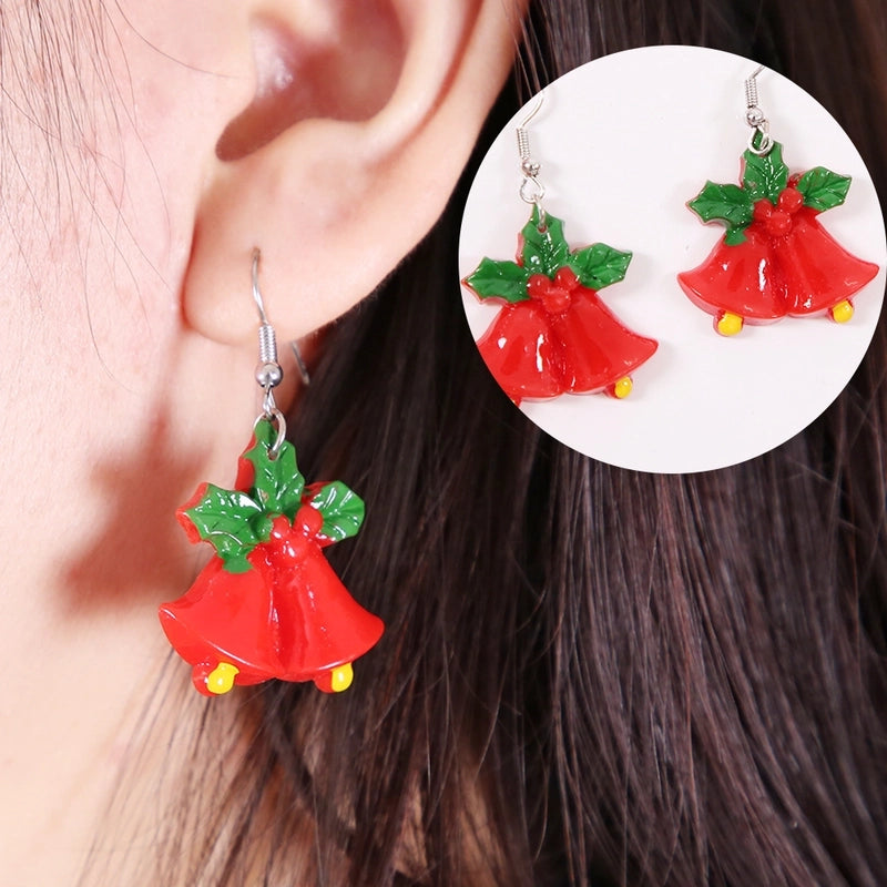 Christmas Fashion Christmas Tree Santa Claus Snowman Alloy Plastic Party Costume Props Earrings
