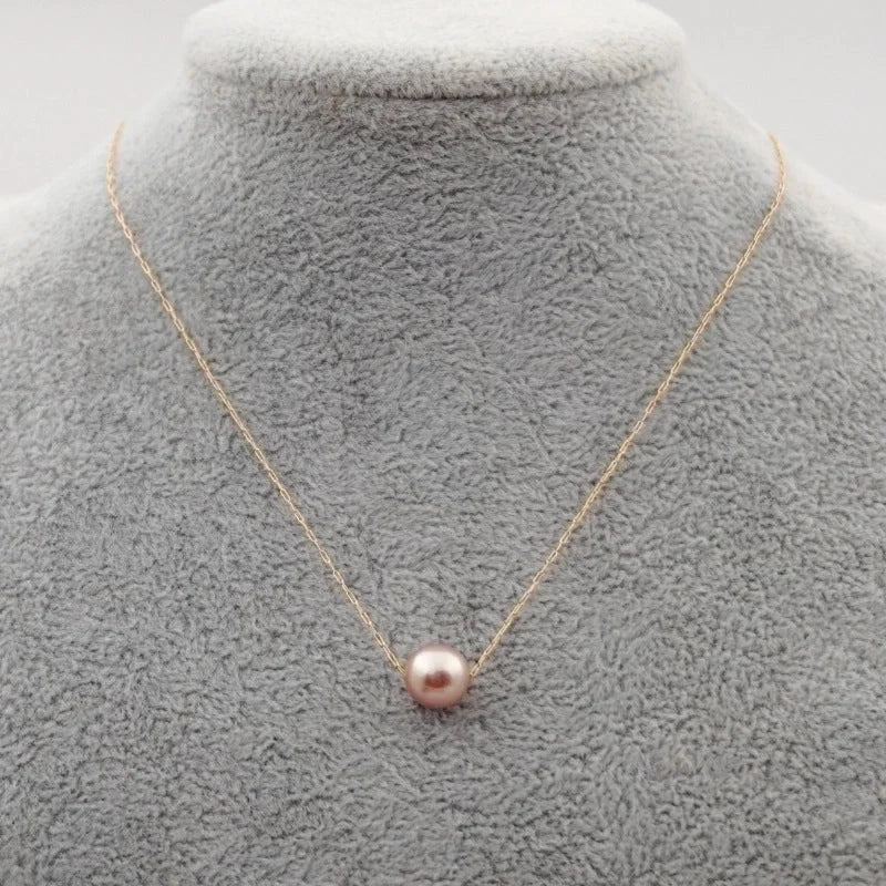 Minimalist Round Pearl Titanium Steel Necklace