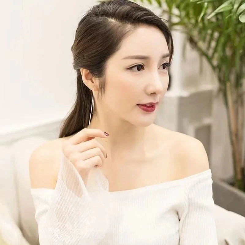 1 Pair Elegant Solid Color Copper Threader Earrings