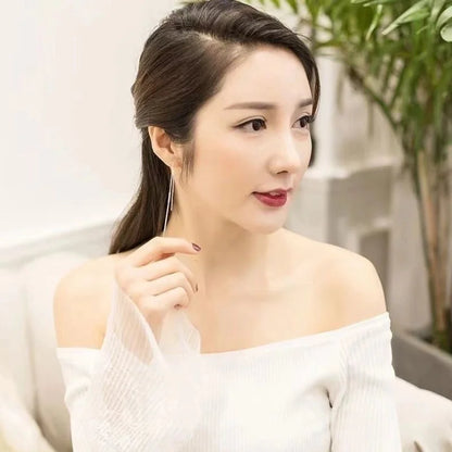 1 Pair Elegant Solid Color Copper Threader Earrings