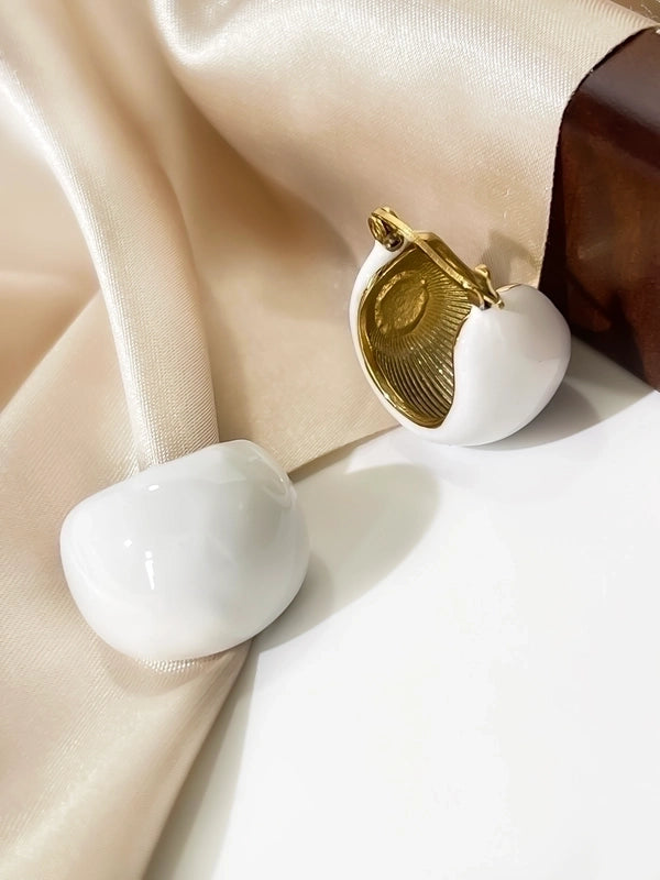 1 Pair Exaggerated Minimalist Solid Color Enamel Stainless Steel 18K Gold Plated Earrings