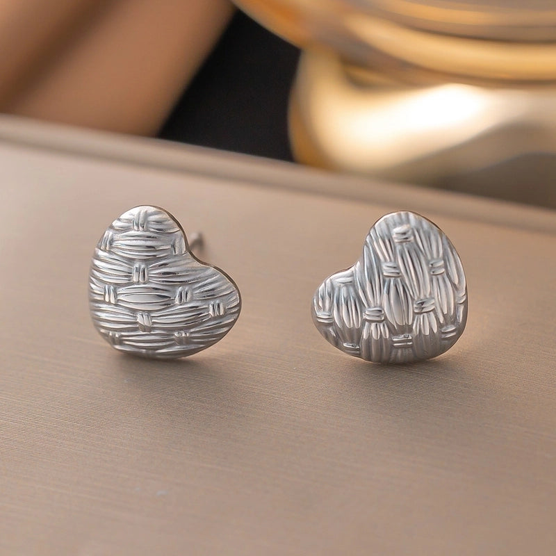 1 Pair Minimalist Star Heart Shape Plating Titanium Steel Drop Earrings Ear Studs