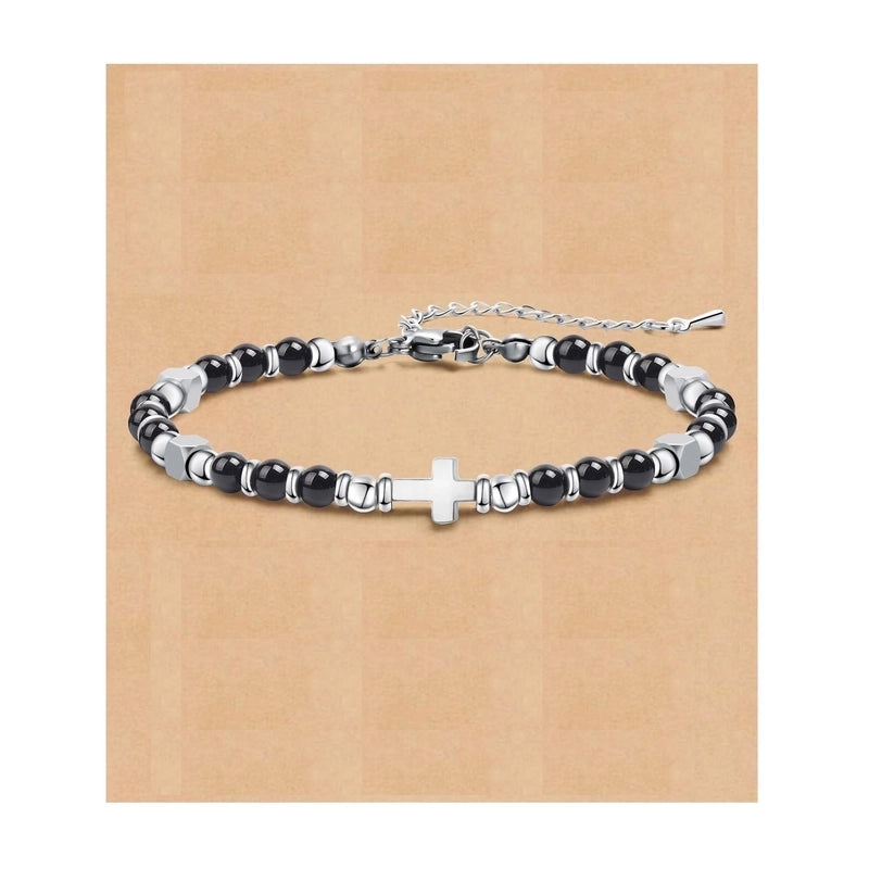 Minimalist Classic Style Round 304 Stainless Steel Natural Stone Bracelets In Bulk