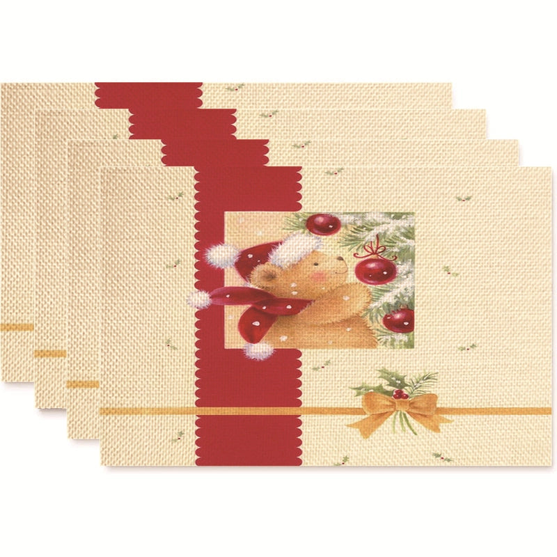 Christmas Nordic Style Christmas Tree Bow Knot Snowflake Linen Cotton And Linen Placemat