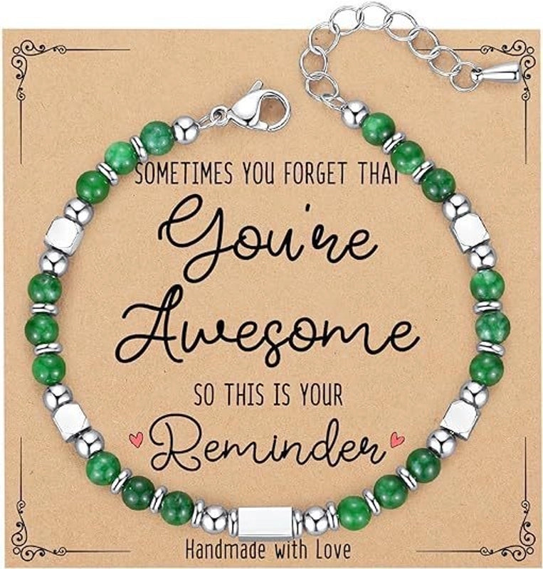 Minimalist Classic Style Round 304 Stainless Steel Natural Stone Bracelets In Bulk