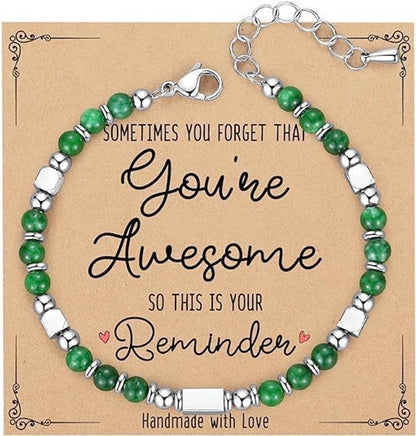 Minimalist Classic Style Round 304 Stainless Steel Natural Stone Bracelets In Bulk