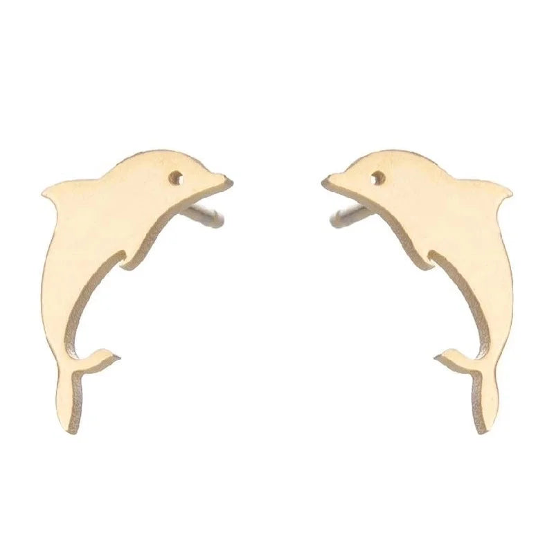1 Pair Minimalist Animal Plating 304 Stainless Steel 18K Gold Plated Ear Studs