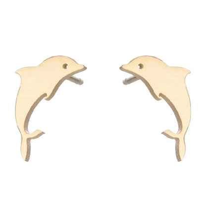 1 Pair Minimalist Animal Plating 304 Stainless Steel 18K Gold Plated Ear Studs