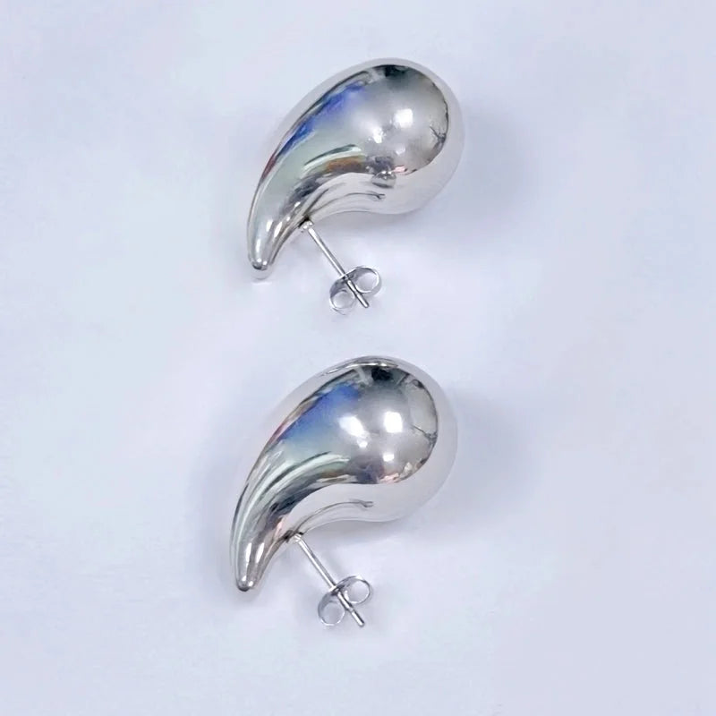 1 Pair Minimalist Water Droplets Plating 304 Stainless Steel 18K Gold Plated Stainless Steel Earrings