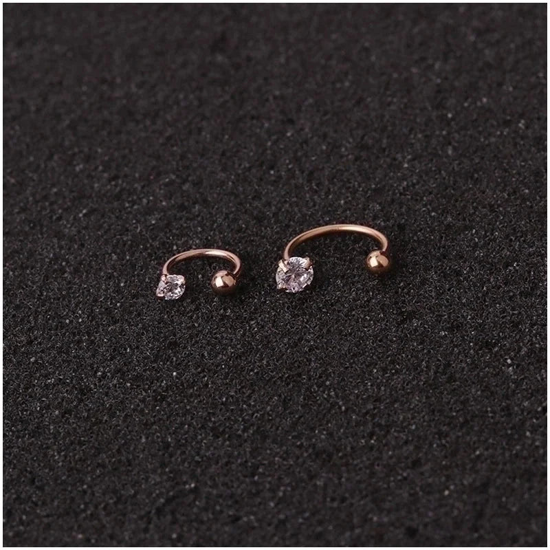 Piercing Zircon C-type Nose Nail Stainless Steel Screw Earrings