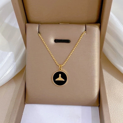 Casual Commute Geometric Titanium Steel Shell Zircon Inlay Pendant Necklace