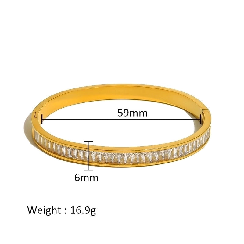 Minimalist Shiny Solid Color 316L Stainless Steel 18K Gold Plated Zircon Bangle In Bulk