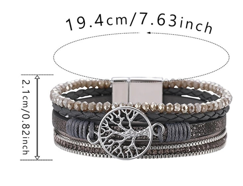 Retro Geometric Life Tree Leather Women's Wristband