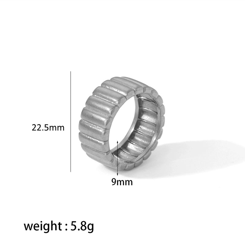 304 Stainless Steel 18K Gold Plated Retro Roman Style Plating Circle Gear Rings Earrings