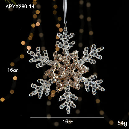 Christmas Ornaments Scene Decoration Supplies Christmas Tree Snowflakes Bells Small Hanging Decorations Crystal Transparent Hanging Ornaments
