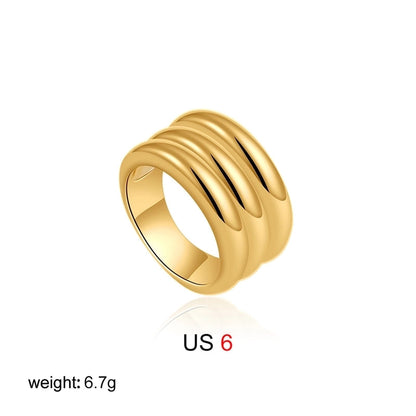 IG Style Elegant Geometric Copper Mixed Metal Rings