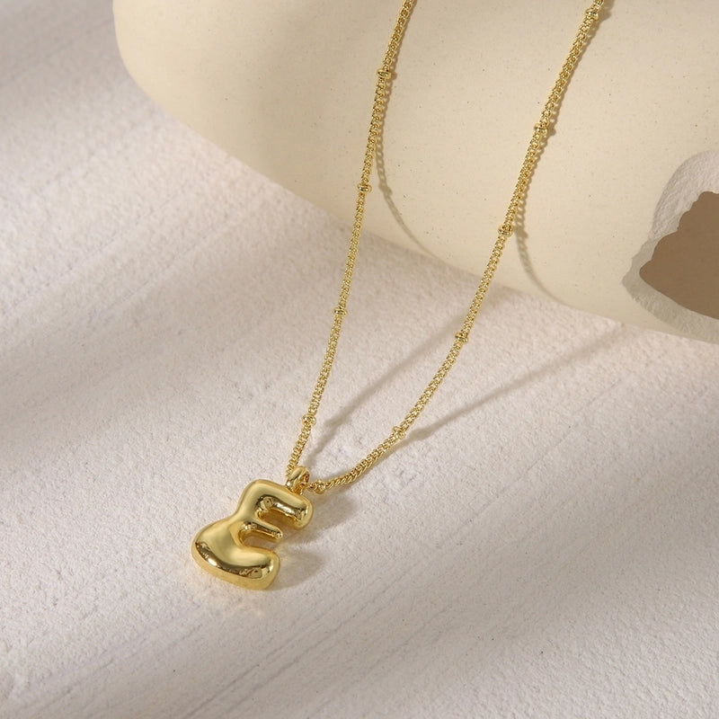 Copper 14K Gold Plated Letter Pendant Necklace