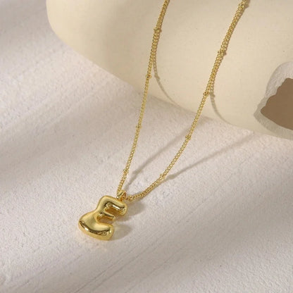 Copper 14K Gold Plated Letter Pendant Necklace