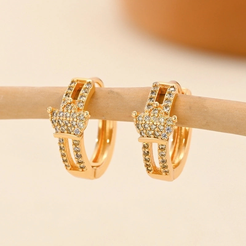 1 Pair Minimalist Solid Color Copper Zircon Earrings