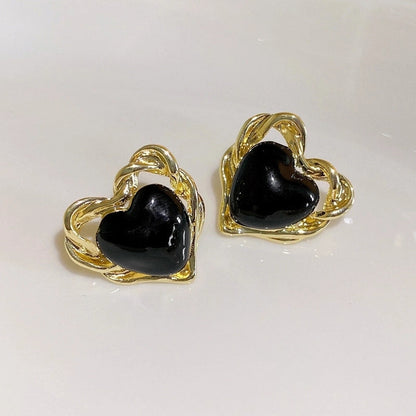 1 Pair IG Style Minimalist Heart Shape Flower Bow Knot Inlay Alloy Artificial Pearls Rhinestones Drop Earrings Earrings Ear Studs