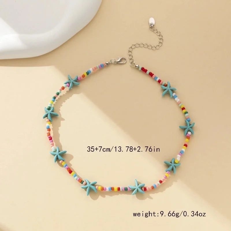 Copper Inlay Star Turquoise Necklace