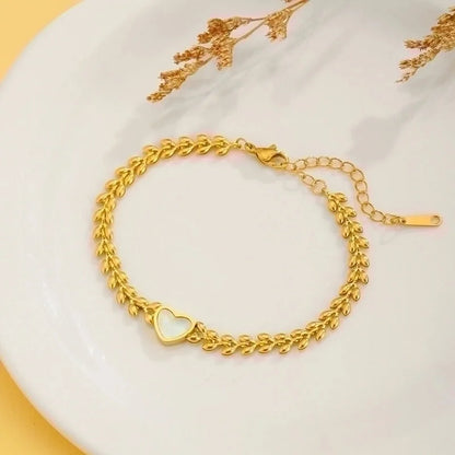 Sweet Rabbit Sun Heart Shape Titanium Steel 18K Gold Plated Artificial Gemstones Bracelets In Bulk