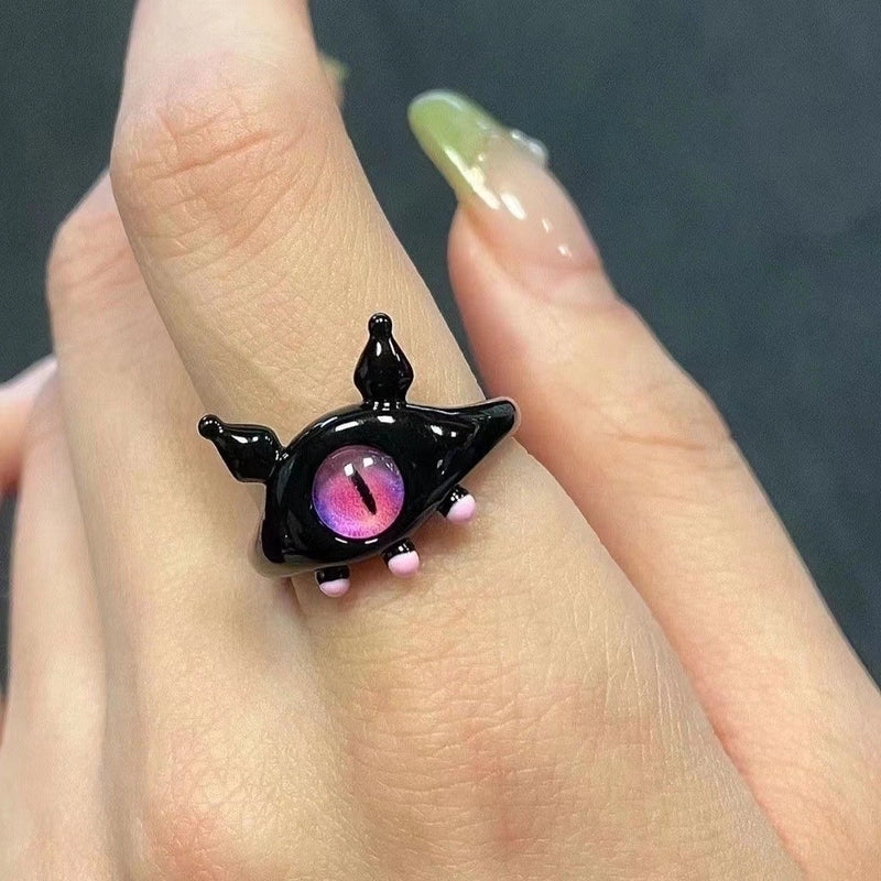 Cartoon Style Eye Copper Enamel Open Rings